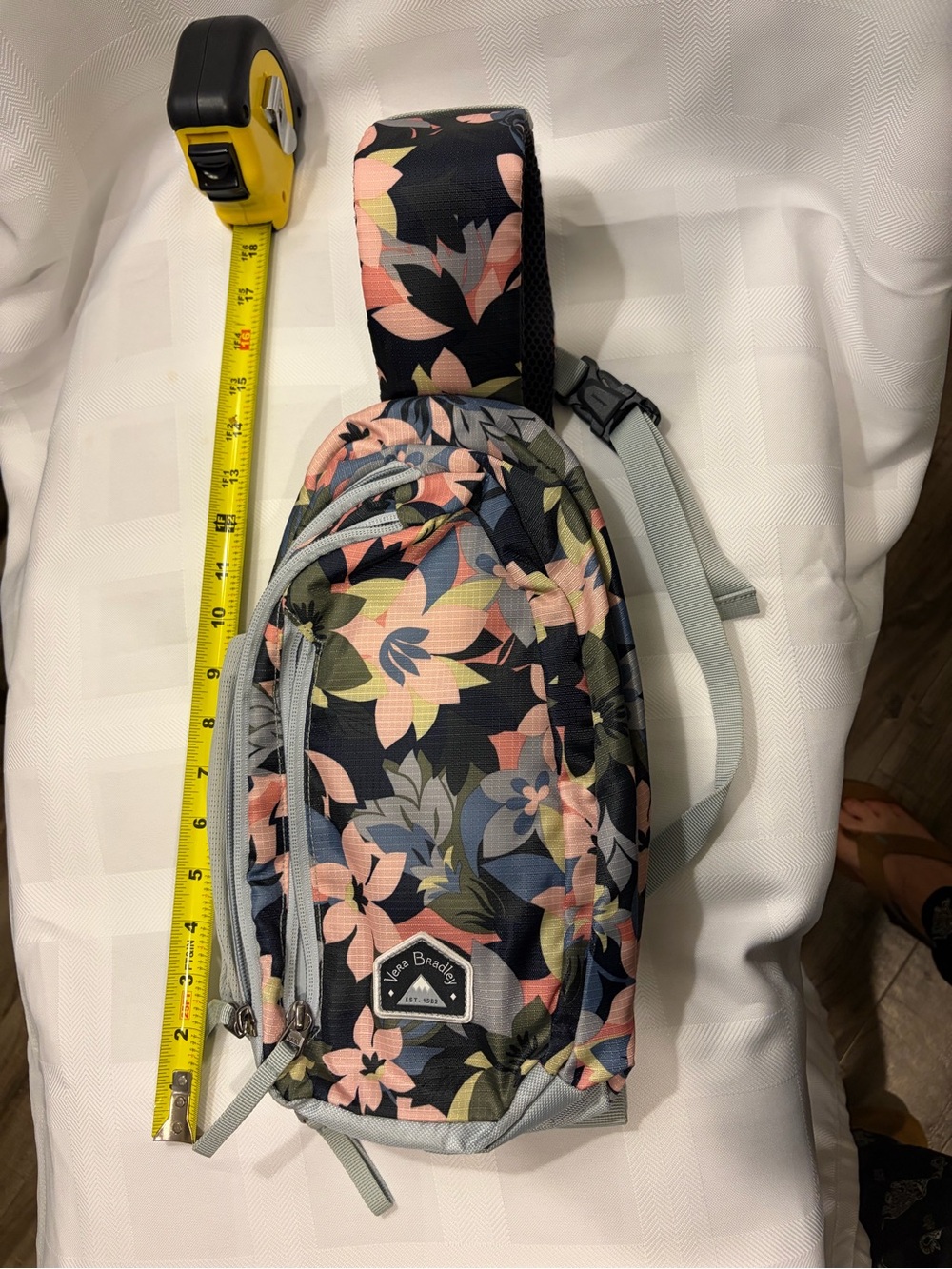 Vera Bradley Navy Floral Sling Crossbody with Pink & Blue Blooms
